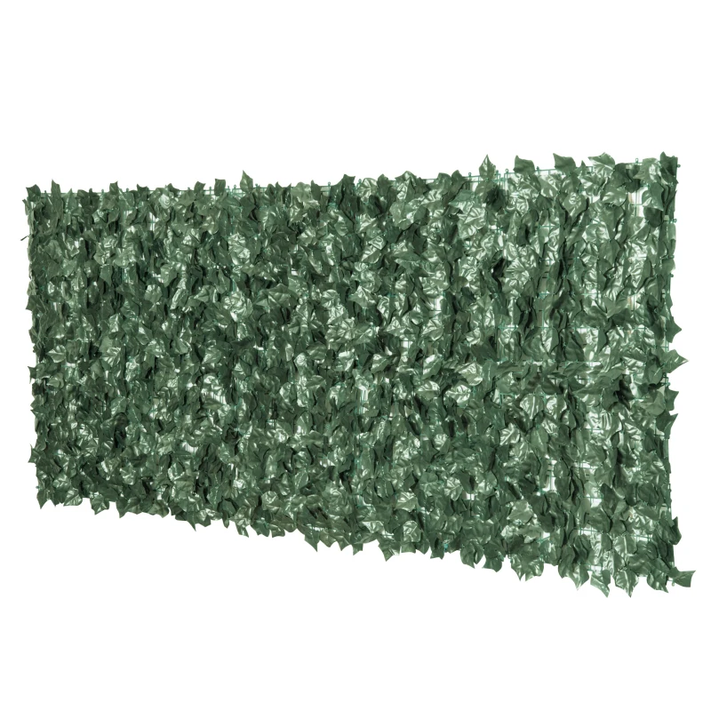 Outsunny 1-Piece Artificial Leaf Hedge Screen Privacy Fence Panel for Garden Outdoor Indoor Decor, Dark Green, 2.4M x 1M