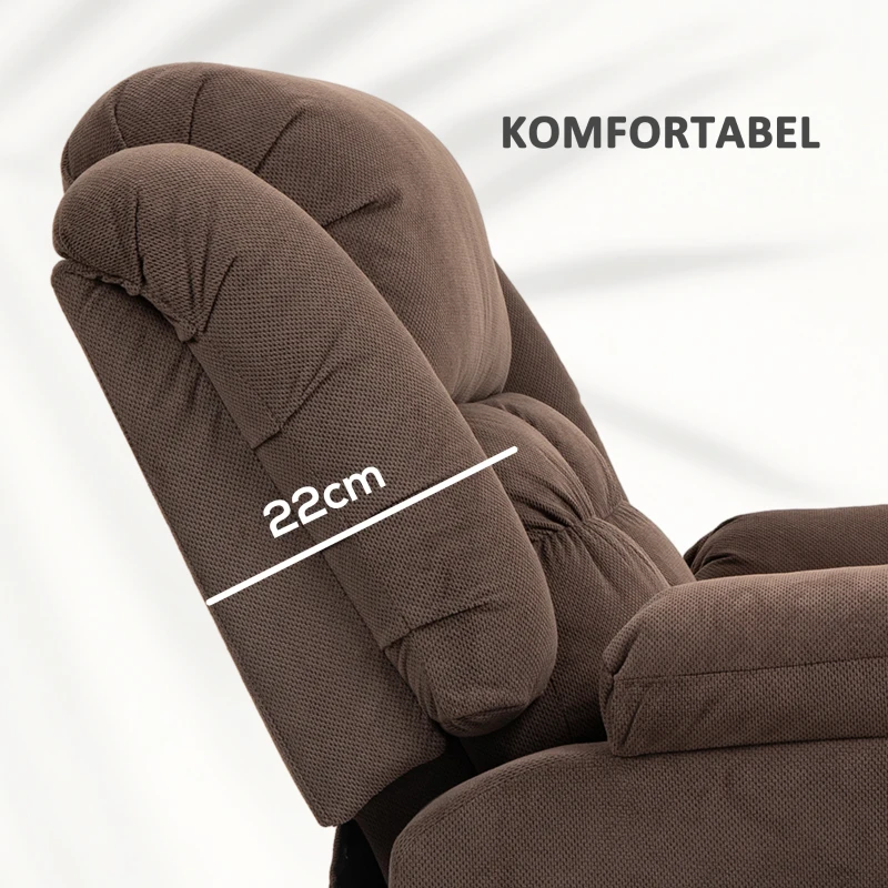 HOMCOM Aufstehsessel mit Massagefunktion und Lendenheizung, Recliner-Sessel mit Fernbedienungen und Seitentaschen, Dunkelbraun(m-7)