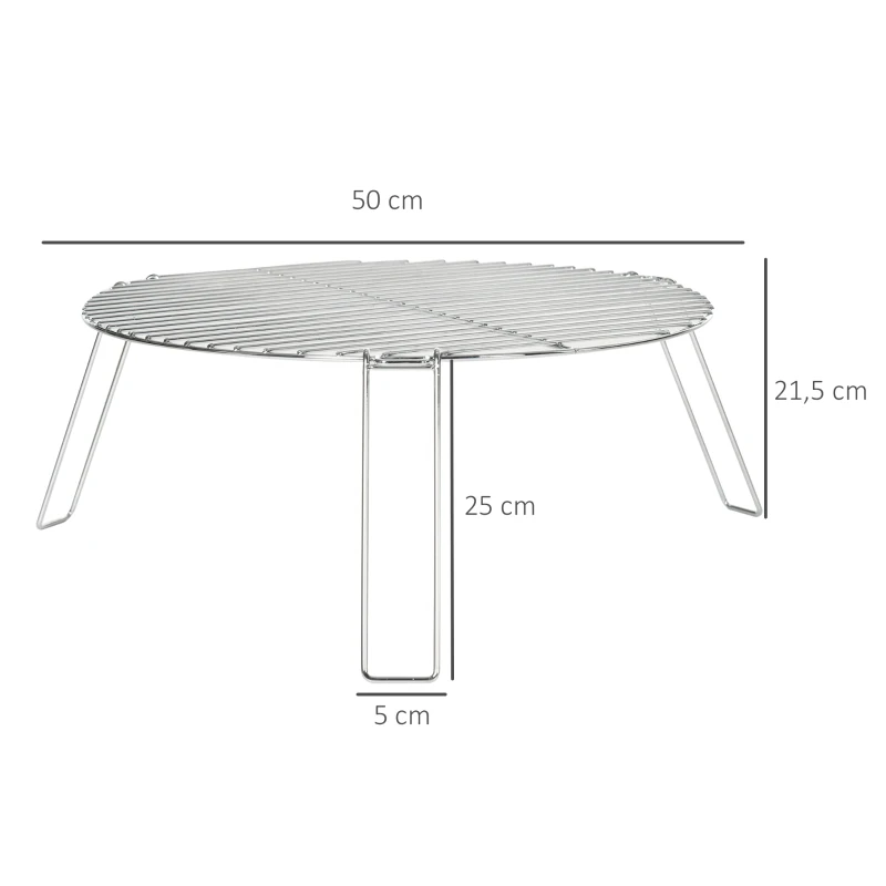 Outsunny Grille de barbecue en acier galvanisé grille BBQ portable avec 3 pieds repliables Ø 50 cm