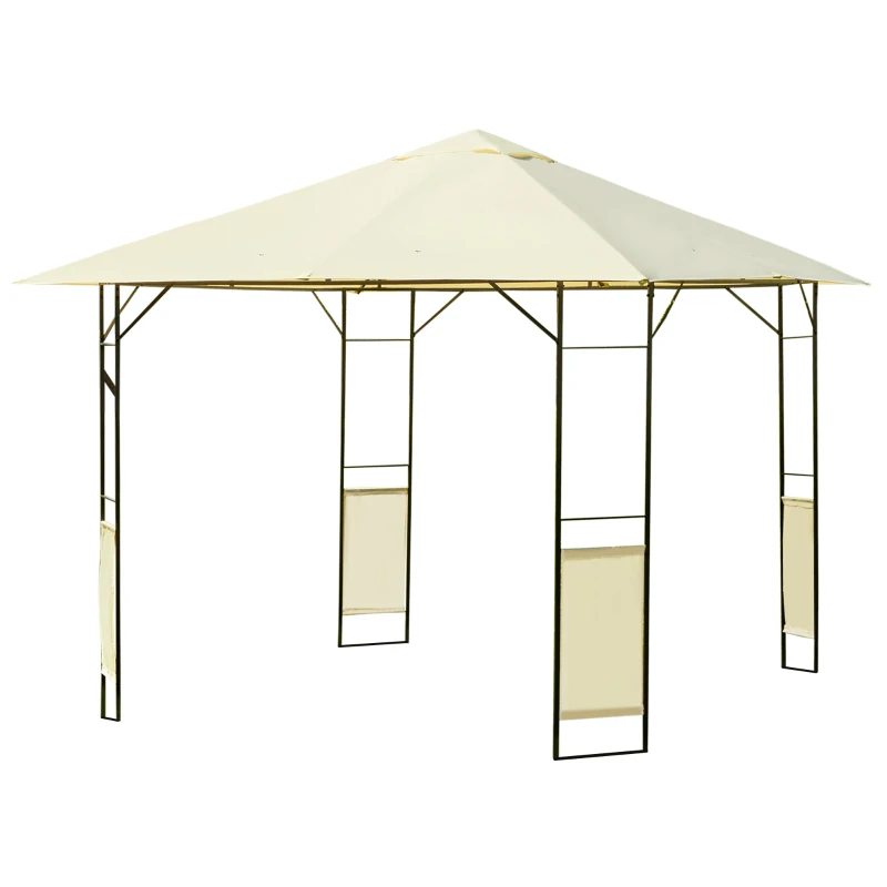 Outsunny 3 x 3 Meters Patio Garden Metal Gazebo Marquee Steel Frame with Canopy Awning Tent Water Resistant Cream