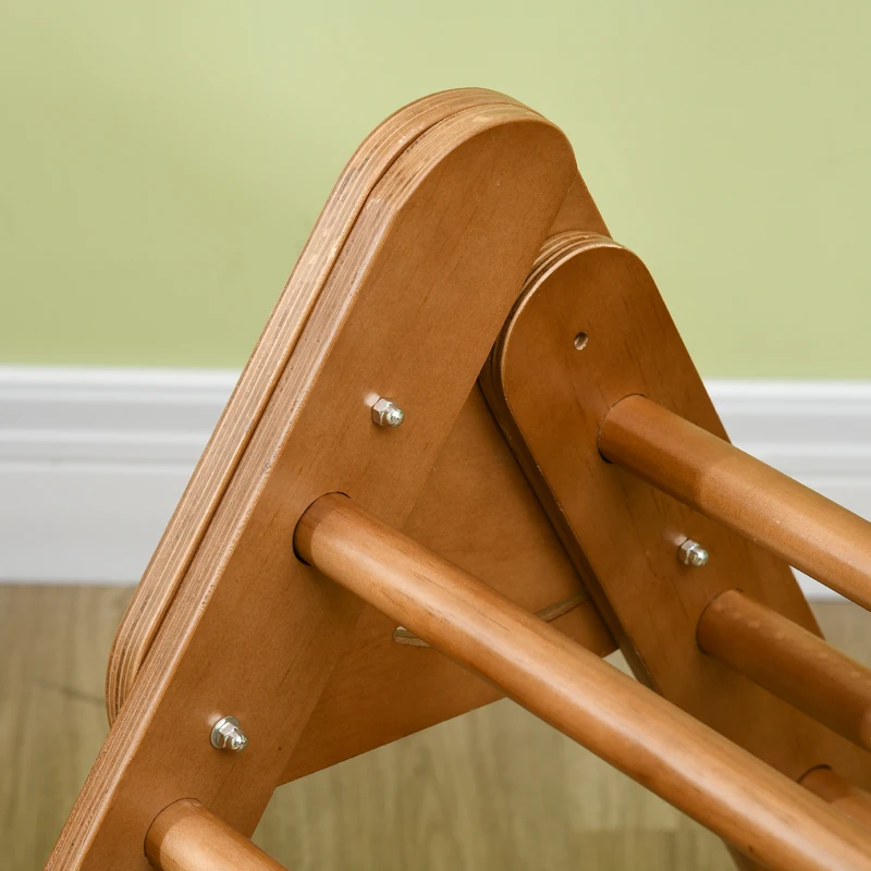 HOMCOM Triangle d'apprentissage à grimper pour enfants pliable en bois - 90 x 64 x 70 cm marron