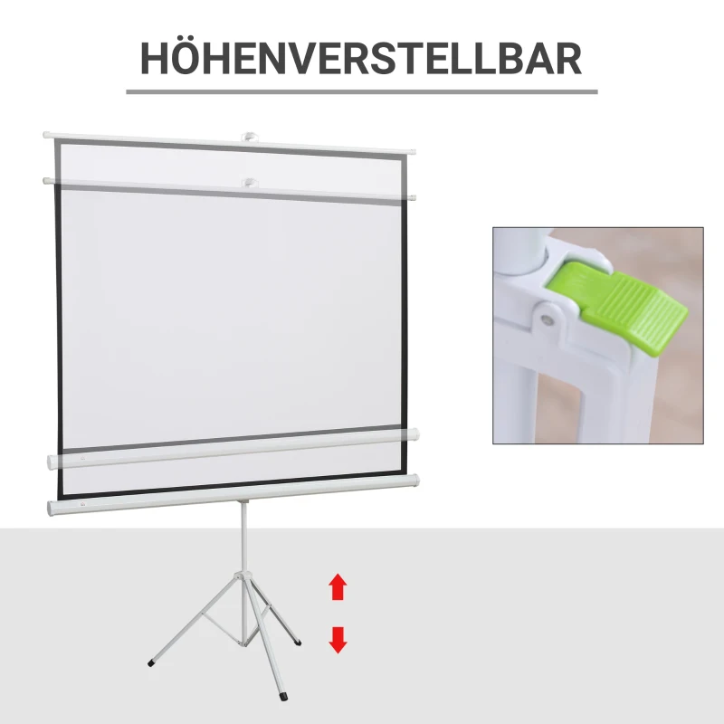 HOMCOM Projektionsleinwand im 4:3-Format, Kinoleinwand, Präsentationsfläche für Zuhause oder Büro, Weiß