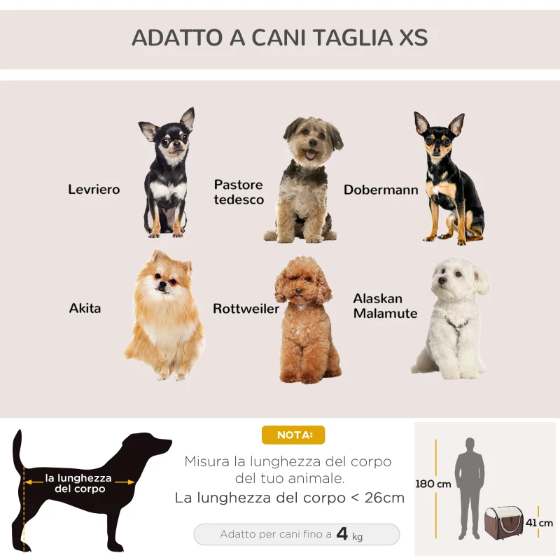 PawHut Trasportino Gabbia da Trasporto per Cani Gatti e Animali Domestici Pieghevole, 46x36x41cm, Caffè