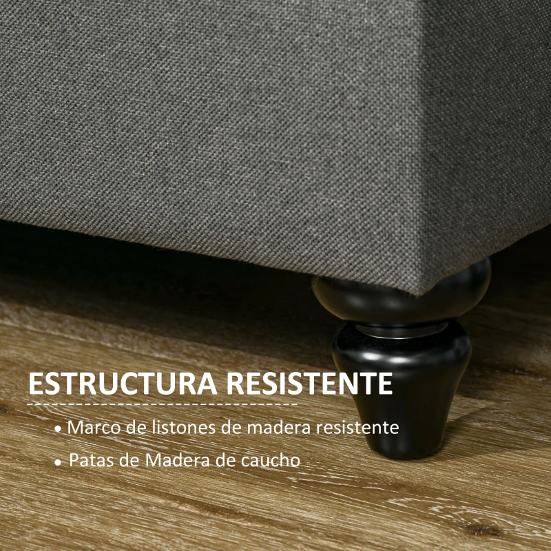 HOMCOM Sofá de 3 Plazas Moderno Tapizado en Lino Sintético con Patas de Madera de Caucho 180x82x73 cm Gris Oscuro