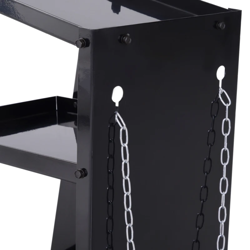 DURHAND Carrello Porta Utensili a 3 Ripiani con 2 Catene di Sicurezza, in Acciaio, 71x39x70 cm, Nero