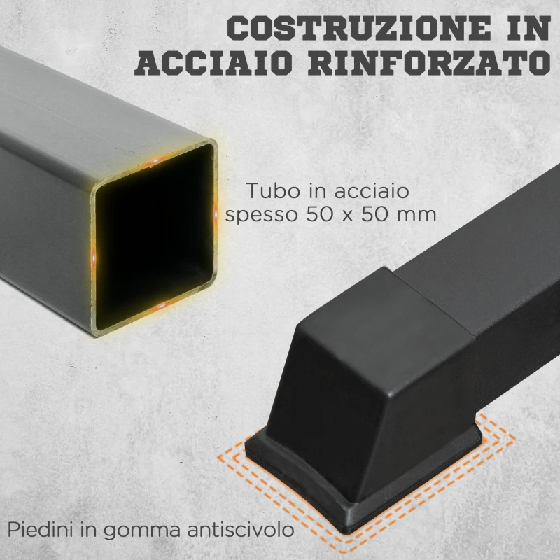 HOMCOM Porta Bilanciere Regolabile con Supporti per Dip Station e Push Up, 111-151x69x120-150 cm, Nero