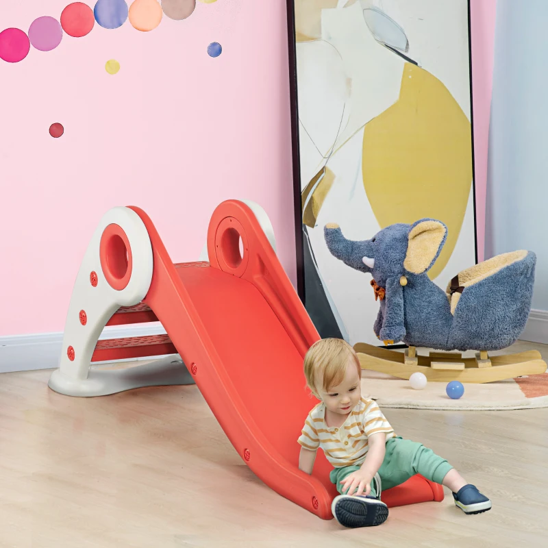 HOMCOM Toboggan Enfant Pliable 3 à 6 Ans Usage intérieur extérieur dim. 120L x 50l x 56H cm HDPE Rouge