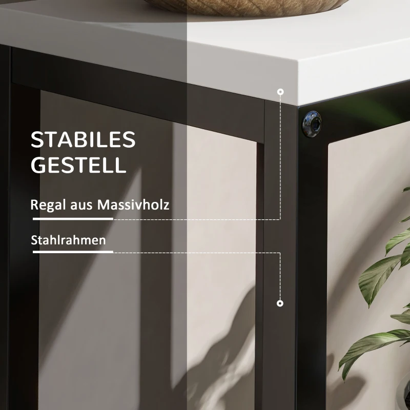 Outsunny Blumenregal, 4 Etagen, Indoor & Outdoor, Metallrahmen, 34L x 34B x 70H cm, Schwarz+Weiß