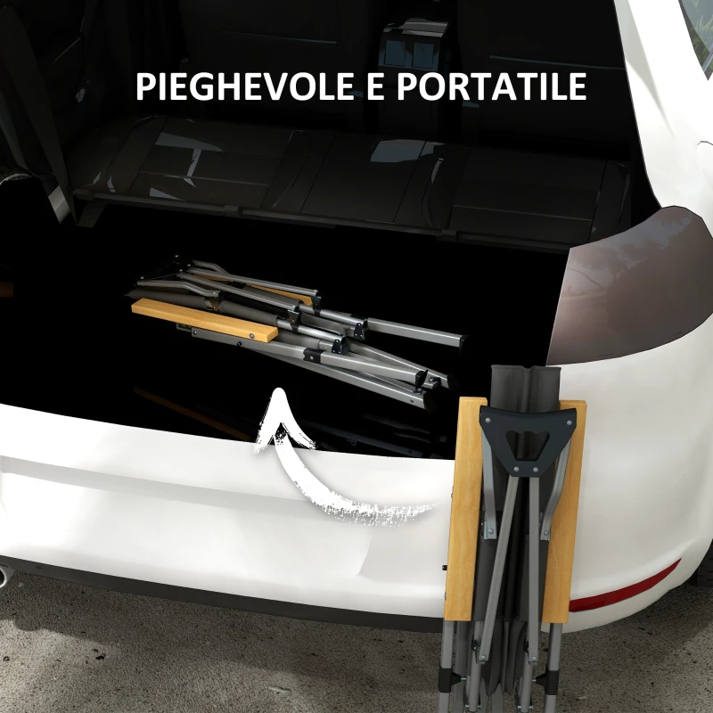 Outsunny Sedia da Campeggio Pieghevole con Schienale Regolabile, in Alluminio e Poliestere 74x59.5x98 cm, Grigio e Argento