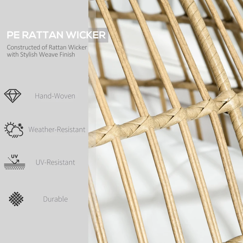 Outsunny Rattan Egg Chair with Cushions and Pillows, Khaki