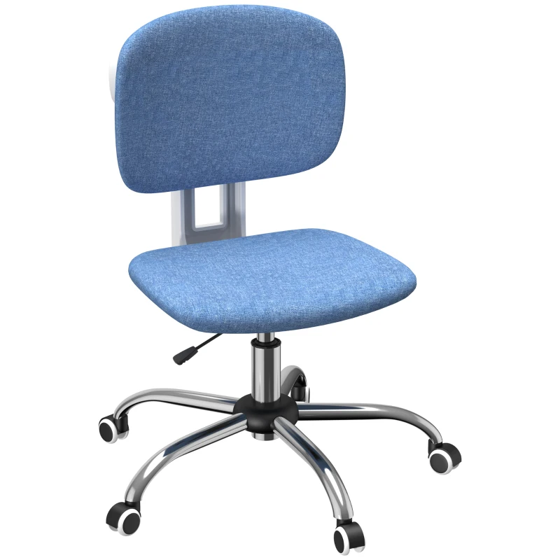 Vinsetto Fauteuil de bureau chaise travail pivotant 360° ergonomique dossier incurvé hauteur réglable 41-51 cm bleu clair