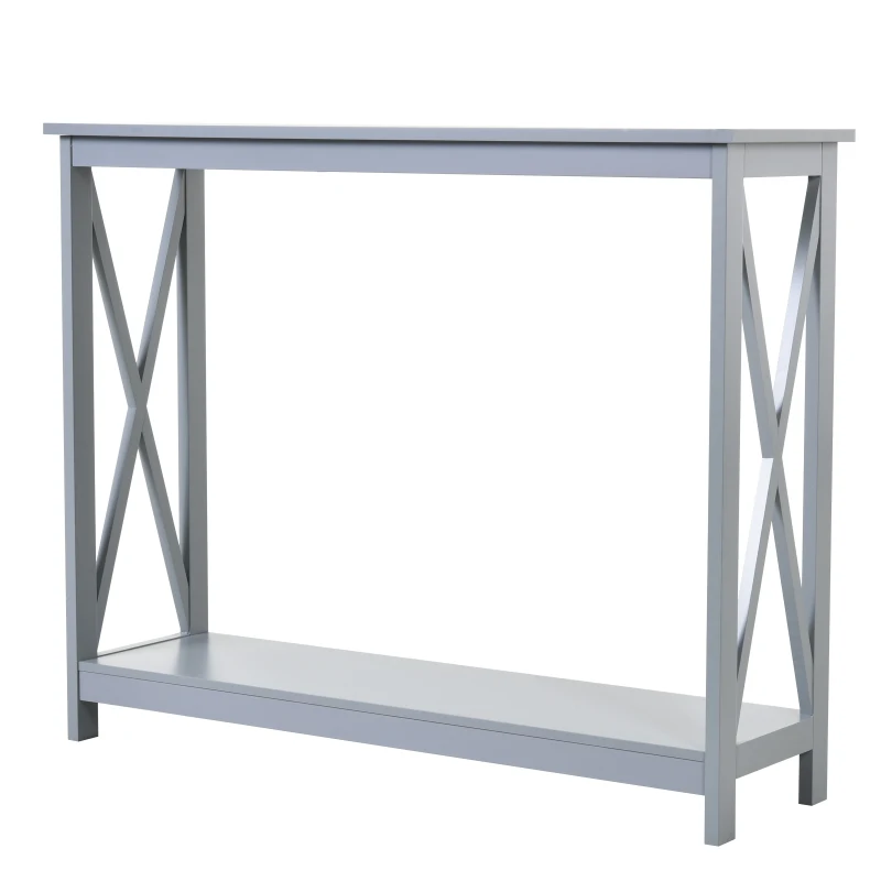 HOMCOM Table de console table d'entrée style table de drapier néo-rétro étagère dim. 100L x 30l x 80,5H cm MDF gris
