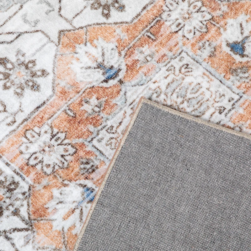 HOMCOM Teppich im Used Look, Kurzflor, weich und rutschfest, rot+blau, 2,3 x 1,6 m