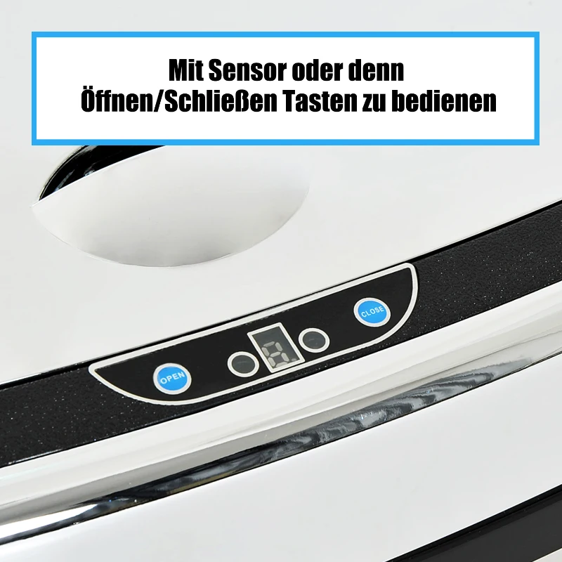 HOMCOM Sensor Mülleimer 68L Automatik Mülleimer mit Bewegungssensor, Wasserdichter Abfalleimer für Büro, Schlafzimmer, Küchen Edelstahl Silber