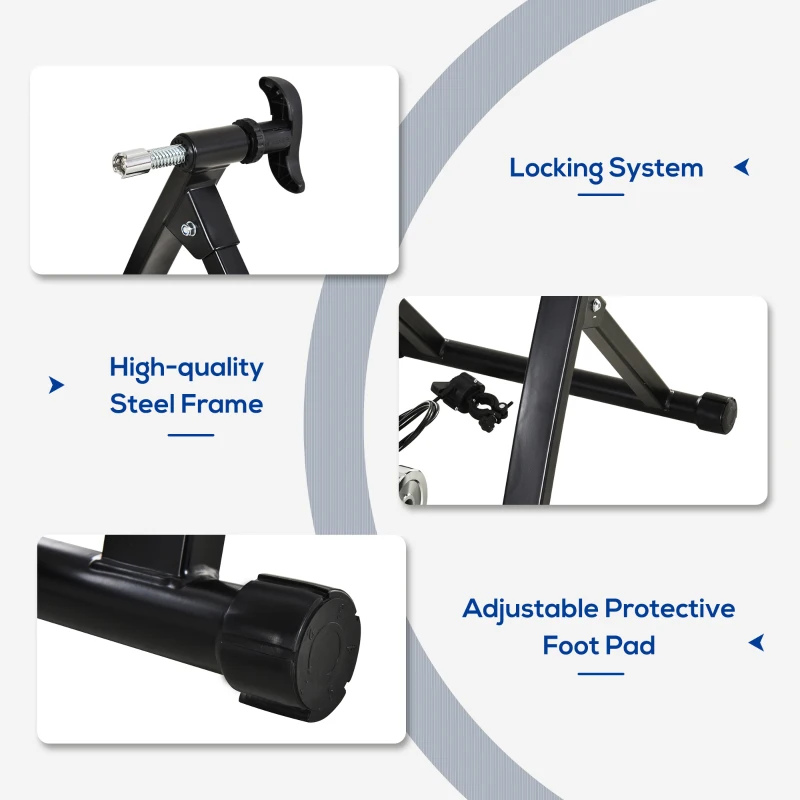 HOMCOM Foldable Indoor Bike Trainer Stationary Workout Stand, Suitable for 26"-28" or 650C, 700C Bike Tyres
