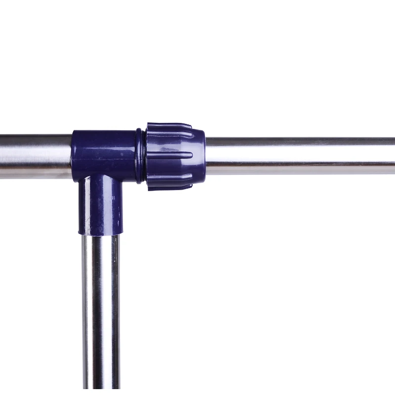 HOMCOM Portant à vêtements tringle réglable à roulettes en acier inox charge max. 25 kg