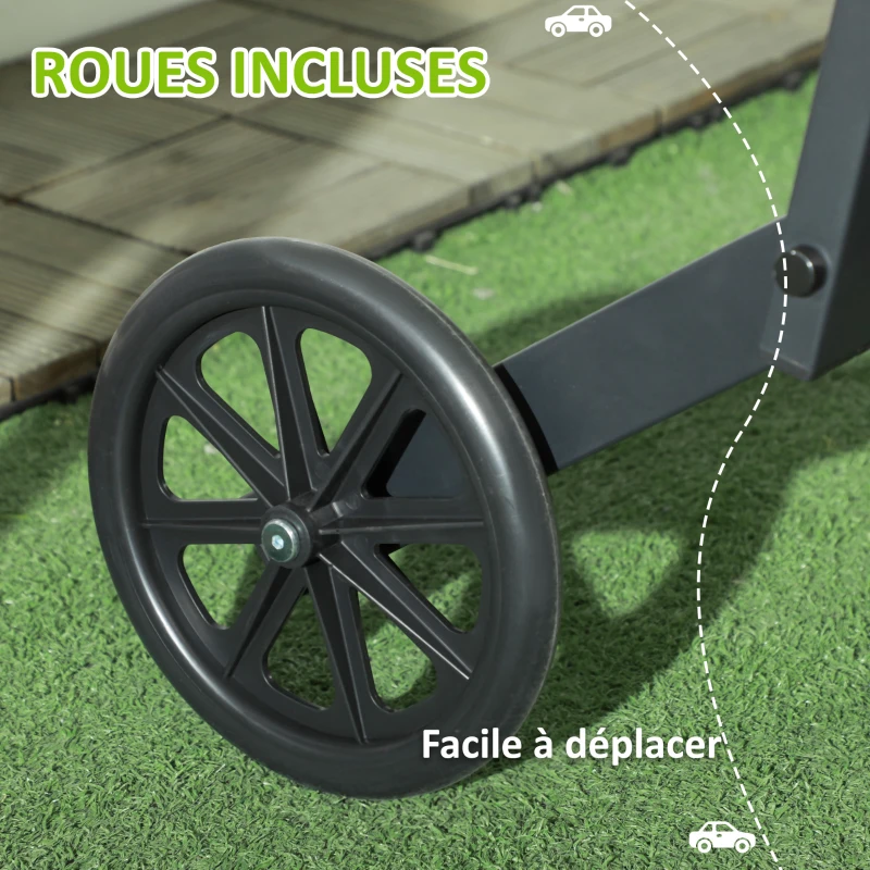 Outsunny Transat bain de soleil chaise longue dossier inclinable multi-positions avec pare-soleil réglable roulettes et oreiller