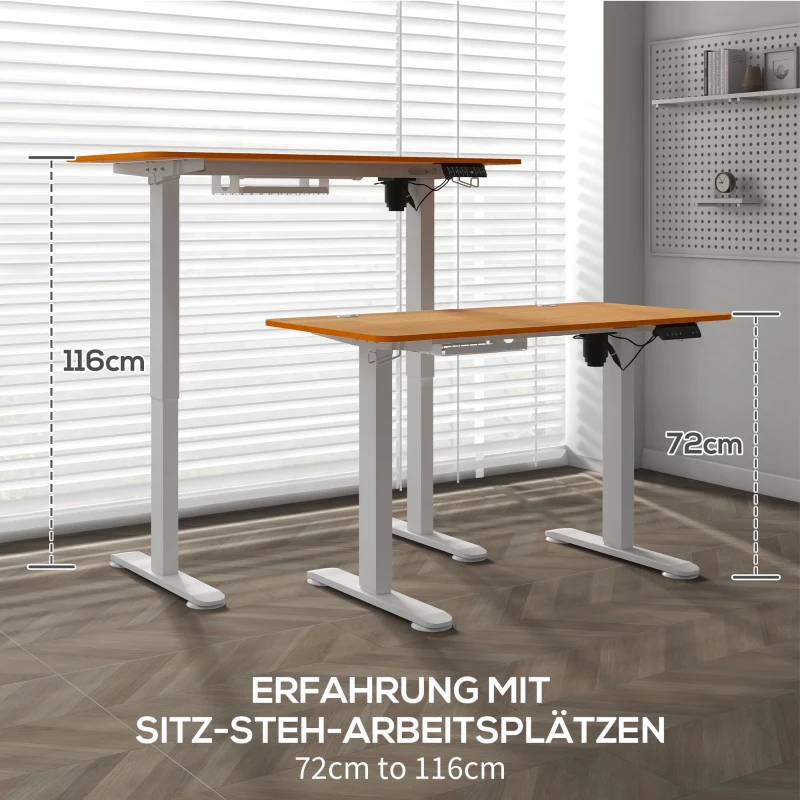 Vinsetto Stehschreibtisch, höhenverstellbar, 120x60x72-116cm, Natur/Weiß