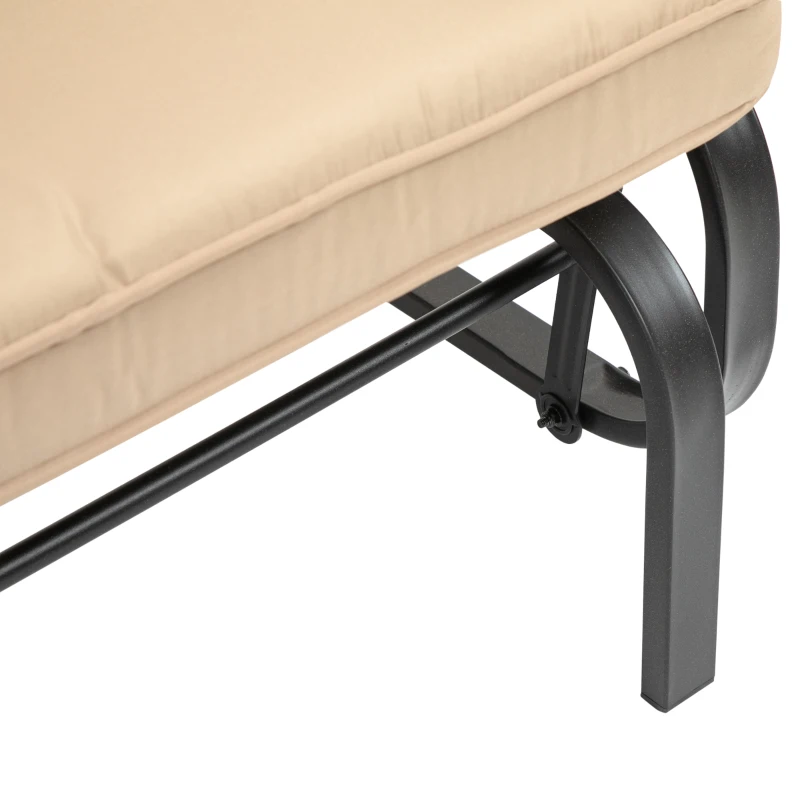 Outsunny Panchina a Dondolo da Giardino per 2 Persone con Cuscini per Seduta e Schienale, 122x70x87cm, Khaki