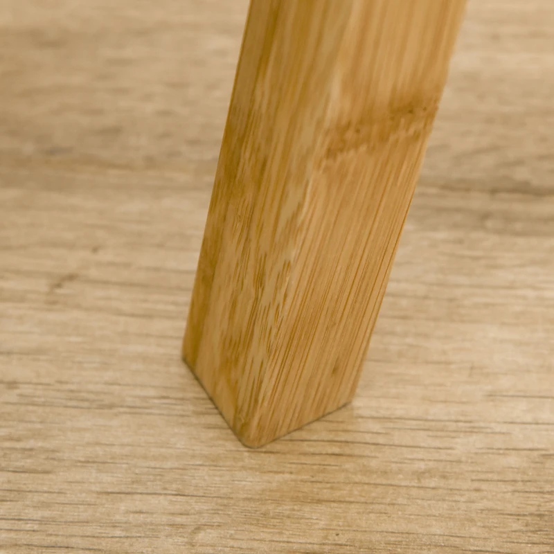 HOMCOM Natural Wood Tripod Floor Lamp Light E27 Base Bedroom Living Room Fabric Shade Storage Shelf Foot Switch, 156cm, Beige