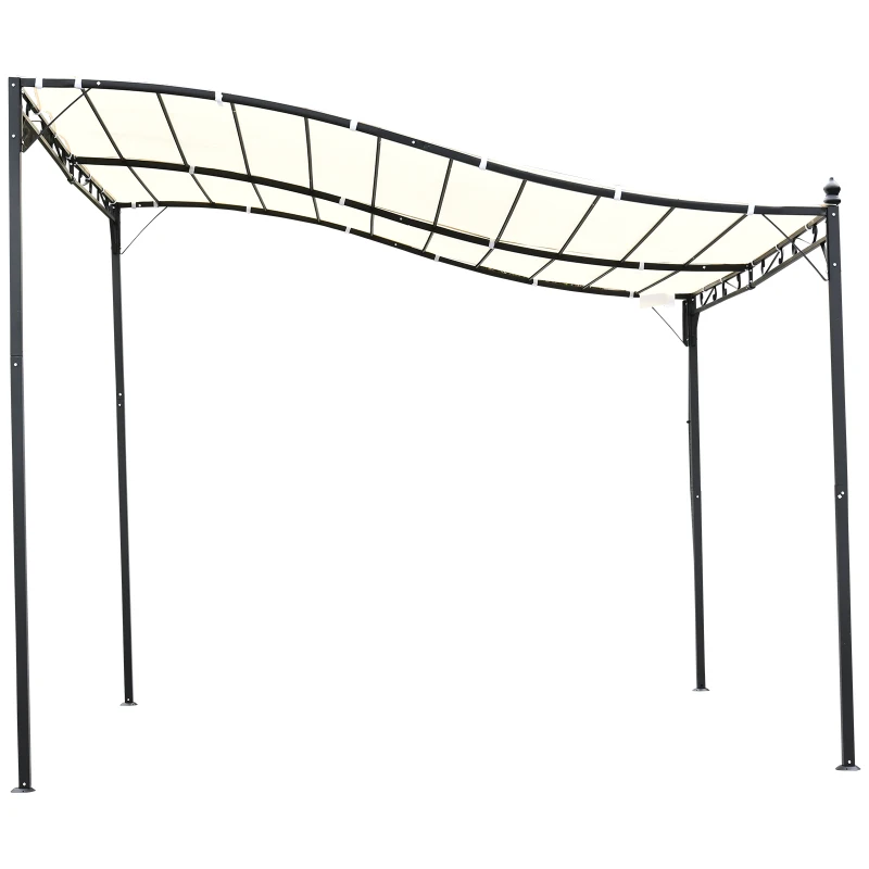 Outsunny Gazebo Pergola 3x3m da Giardino con Tenda Impermeabile Crema