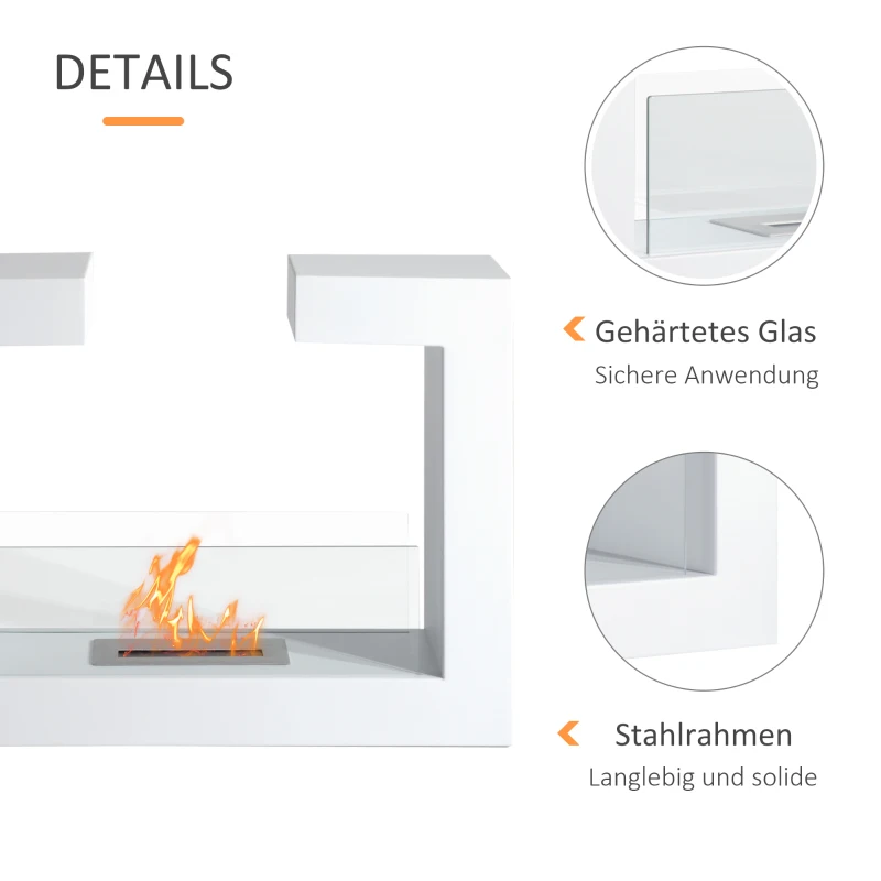 HOMCOM Kamin Bioethanol Biokamin Kaminofen Standkamin 1,5 L 3 Stdn. 78 x 25 x 58 cm