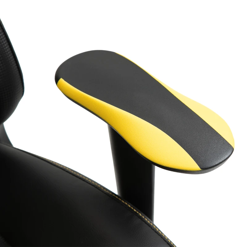Vinsetto High-Back Gaming Chair Swivel Home Office Computer Racing Gamer Desk Chair Faux Leather with Footrest, Wheels, Black Yellow