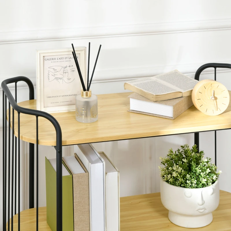 HOMCOM Carrello da Cucina Multiuso a 3 Livelli in Truciolato e Acciaio con Maniglia e 4 Ruote, 79x38x95 cm