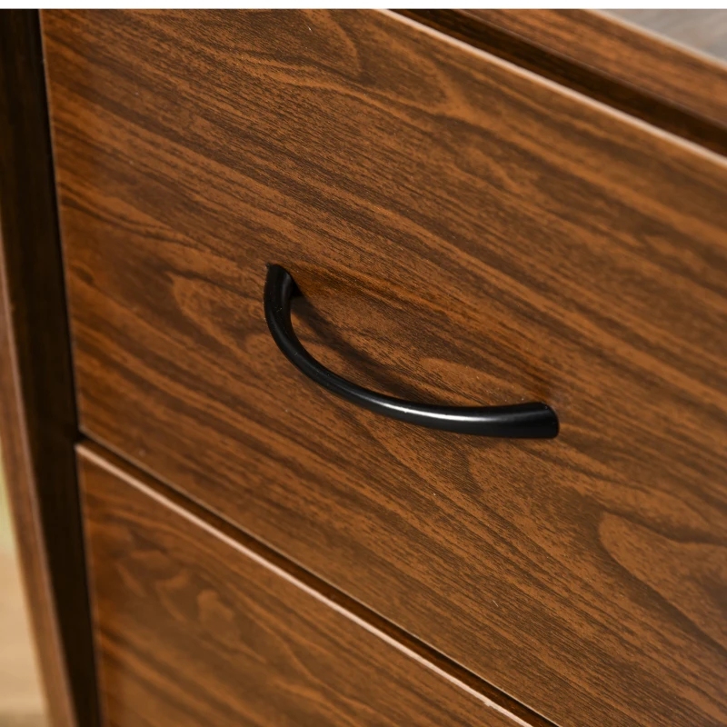 HOMCOM Bureau informatique étagères et tiroir, 120 x 55 x 85 cm, bureau d'ordinateur avec rangement support imprimant et clavier, table d'étude pour chambre, bureau, noyer