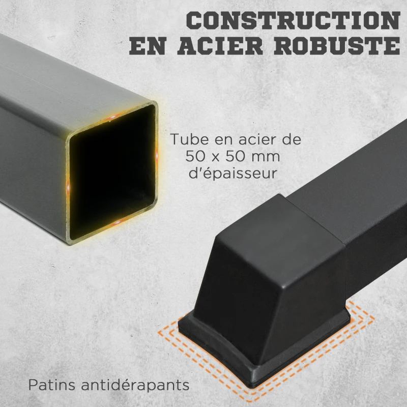 HOMCOM Support pour haltères avec poignée repose haltères rack Squats hauteur largeur réglables charge max. 150 kg acier noir