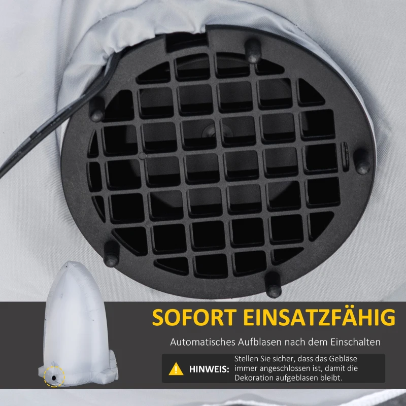 HOMCOM Selbstaufblasbare Halloweendekoration, Grabstein, LEDs, 150 x 90 x 210 cm, Weiß+Schwarz