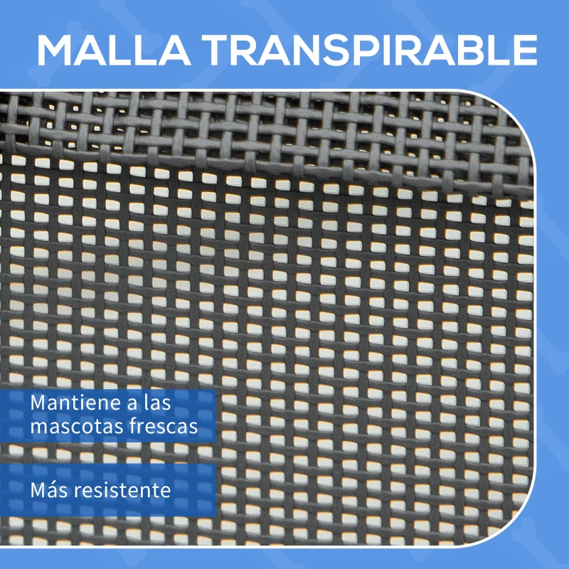 PawHut Cama Elevada para Perros Pequeños y Medianos con Tela de Malla Transpirable y Marco Curvo 92x55,5x21 cm Gris