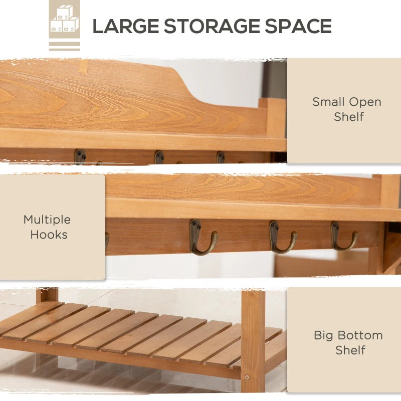 Outsunny Wooden Spacious Garden Potting Table with Large Storage Space Galvanized Metal Workstation with Metal Sieve Screen, Sink Shelves and Hooks Garden Work Bench 80L x 42W x 142H cm