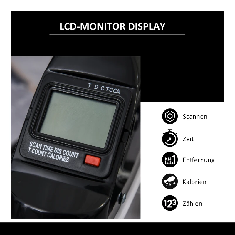 HOMCOM Mini Heimtrainer Fitnessbike Pedaltrainer mit LED Display 5 Modelle Arm und Beintrainer Fitnessgerät Hometrainer für Senioren Zuhause Heim Büro 40 x 39 x 29 cm Weiß