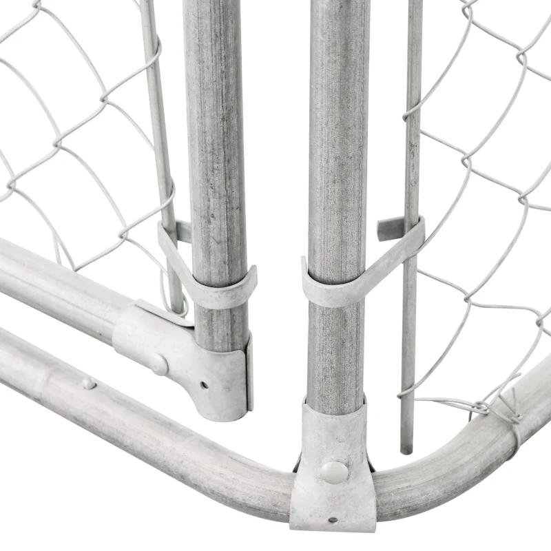 PawHut Jaula para Perros de Exterior con Toldo Anti-UV Impermeable y Marco de Acero para Jardín Patio 300x300x234 cm Plata