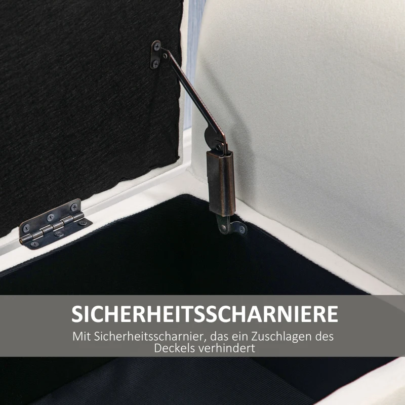 HOMCOM Sitzbank mit Stauraum, 111,5cm x 41cm x 65cm, Cremeweiß