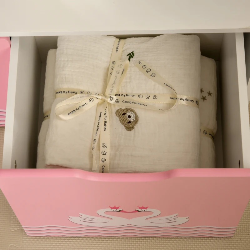 ZONEKIZ Scaffale Portagiochi per Bambini con Ripiani Aperti e Cassetti con Rotelle, Rosa