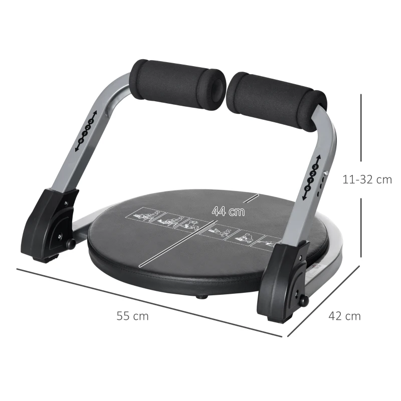 HOMCOM Bauchtrainer, multifunktional, 3 Widerstände, klappbar, leicht gebaut, Stahlrahmen, schwarz, 55 x 42 x 11-32cm