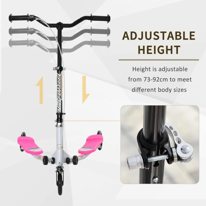 HOMCOM 3 Wheels Foldable Scooter Tri Slider Winged Push Motion