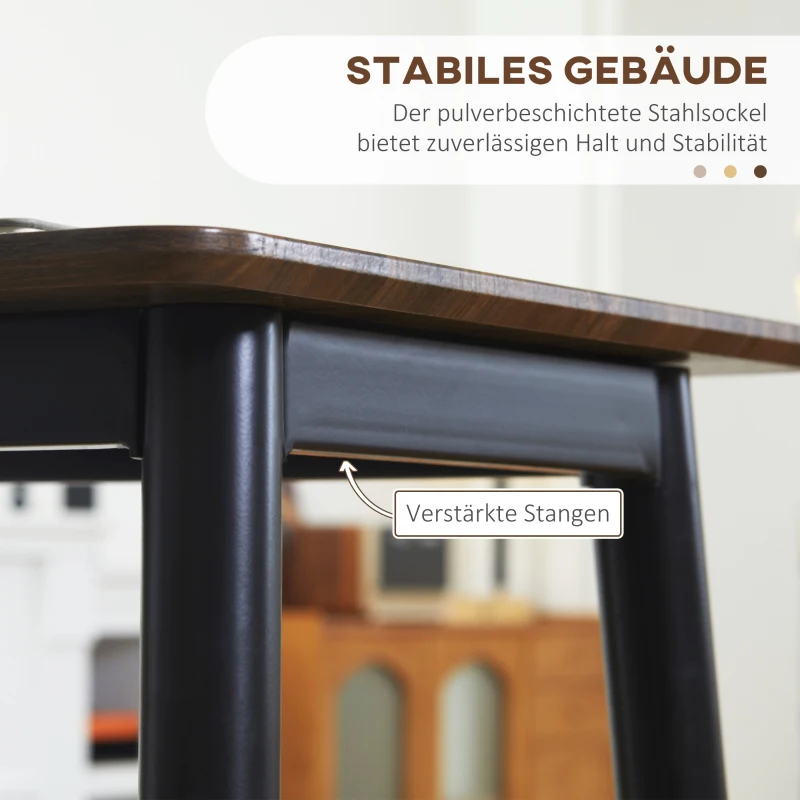 HOMCOM Stehtisch, Bartisch, Industrial Design, Stahlrahmen, Walnussholz-Optik, 118 x 58 x 108 cm