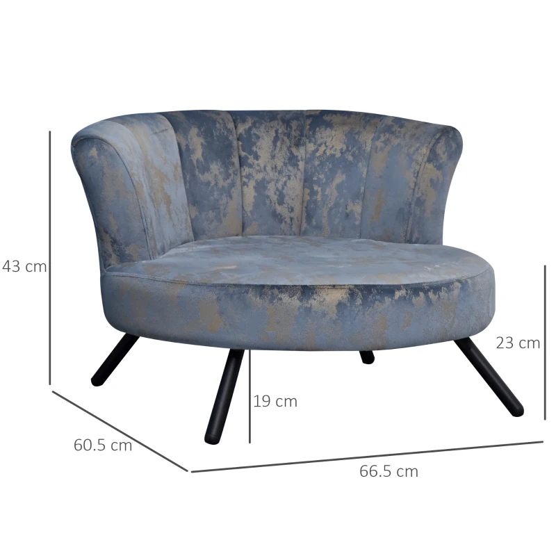 PawHut Divano per Cani di Piccola Taglia e Gatti con Rivestimento in Velluto Blu e Oro