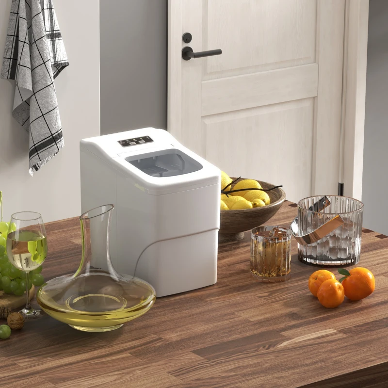 HOMCOM 12kg Countertop Ice Cube Machine, with Scoop - White