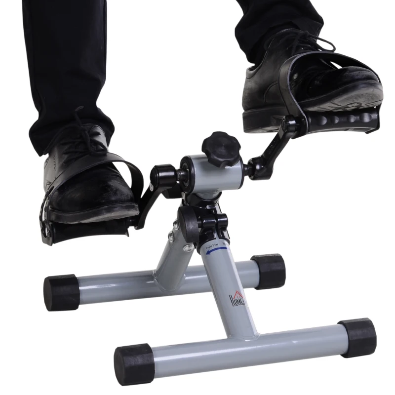 HOMCOM Mini Heimtrainer Beintrainer Fitness Pedaltrainer Armtrainer faltbar Mini-Bike stufenloser Widerstand für Hilfsrehabilitation und Mobilität Stahl Silbergrau 33 x 34 x 32 cm
