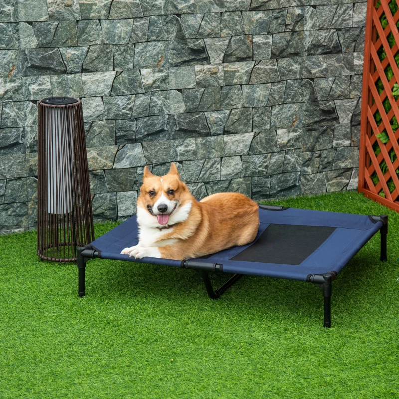 PawHut Hundeliege, Outdoor Hundesofa, Haustierbett, Schlafplatz, Katzenbett, Hundebett, 92 x 76 x 18 cm, Schwarz+Blau