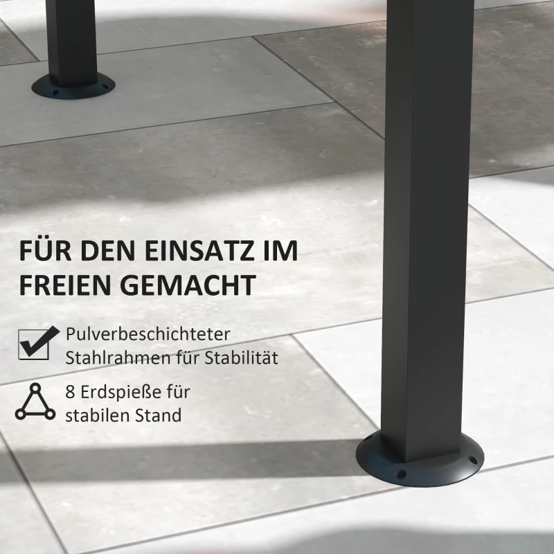Outsunny Grillpavillon, 2 Seitenablagen, Haken, Stahlrahmen, 1,1 x 2,3m, Khaki(m-6)