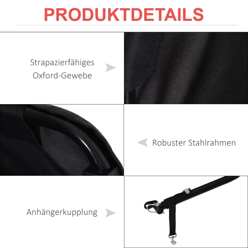 HOMCOM Transportanhänger Lastenanhänger Fahrrad Anhänge Lasten-Fahrradanhänger CargoTrailer (Rot-Schwarz)