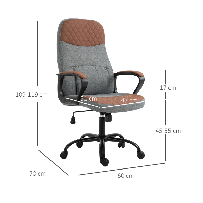 Vinsetto Bürostuhl Massage höhenverstellbarer Chefsessel Gamingstuhl mit Massagefunktion ergonomischer Drehstuhl Massage Sessel PU-Leder Stahl Grau+Braun 60 x 70 x 109-119 cm