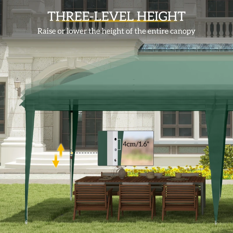 Outsunny Pop Up Gazebo 3 x 6m, Foldable Canopy Tent, Height Adjustable Wedding Awning Canopy w/ Carrying Bag, Green