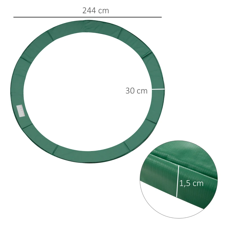 HOMCOM Couvre Ressort Coussin Toile BÂCHE À Ressorts pour Trampoline 8FT Ø 244 CM Vert Neuf