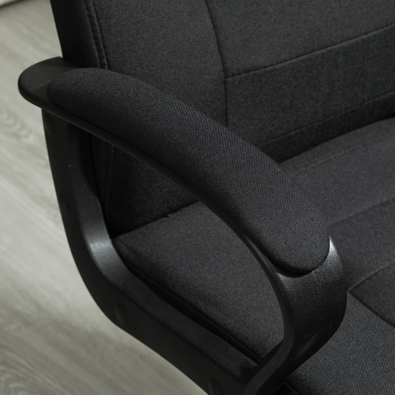 HOMCOM HOMCOM Fauteuil de bureau à roulettes chaise manager ergonomique pivotante hauteur réglable lin noir
